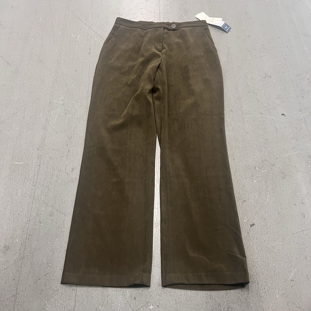 Coldwater Creek Green Moleskin Dress Pants Sz 10 Soft Knit Microfiber Tab Waist‎